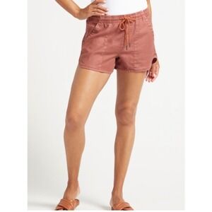 Level 99 Amos Linen Drawstring Casual Relaxed Beachy Shorts Rust Size Medium